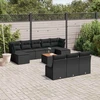 Lauko baldų komplektas Sodo komplektas su pagalvėlėmis, 11 dalių, juodas, poliratanas
