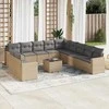 Sofa Sodo komplektas su pagalvėlėmis, 12 dalių, smėlio, poliratanas