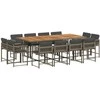 Lauko baldų komplektas Sodo komplektas su pagalvėlėmis, 13 dalių, pilkas, poliratanas
