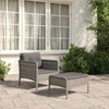 Lauko baldų komplektas Sodo komplektas su pagalvėlėmis, 2 dalių, pilkas, poliratanas