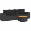 Sofa Sodo komplektas su pagalvėlėmis, 5 dalių, juodas, poliratanas