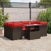Sofa Sodo komplektas su pagalvėlėmis, 7 dalių, poliratanas/akacija