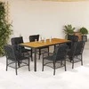 Sofa Sodo komplektas su pagalvėlėmis, 7 dalių, juodas, poliratanas