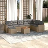 Sofa Sodo komplektas su pagalvėlėmis, 9 dalių, smėlio, poliratanas