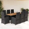 Sofa Sodo komplektas su pagalvėlėmis, 9 dalių, juodas, poliratanas
