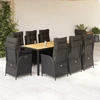 Sofa Sodo komplektas su pagalvėlėmis, 9 dalių, juodas, poliratanas
