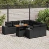 Sofa Sodo komplektas su pagalvėlėmis, 9 dalių, juodas, poliratanas