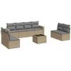Sofa Sodo komplektas su pagalvėlėmis, 9 dalių, smėlio, poliratanas