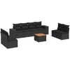 Sofa Sodo komplektas su pagalvėlėmis, 9 dalių, juodas, poliratanas
