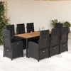 Sofa Sodo komplektas su pagalvėlėmis, 9 dalių, juodas, poliratanas