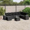 Sofa Sodo komplektas su pagalvėlėmis, 9 dalių, juodas, poliratanas