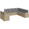 Sofa Sodo komplektas su pagalvėlėmis, 9 dalių, smėlio, poliratanas