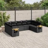 Lauko baldų komplektas Sodo komplektas su pagalvėlėmis, 9 dalių, juodas, poliratanas