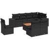 Sofa Sodo komplektas su pagalvėlėmis, 9 dalių, juodas, poliratanas