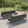 Lauko baldų komplektas Sodo komplektas su pagalvėlėmis, 9 dalių, pilkas, poliratanas