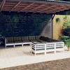 Lauko baldų komplektas Sodo komplektas su pagalvėmis, 11 dalių, baltas, pušies mediena