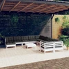Lauko baldų komplektas Sodo komplektas su pagalvėmis, 12 dalių, baltas, pušies mediena