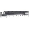 Lauko baldų komplektas Sodo komplektas su pagalvėmis, 8 dalių, baltas, pušies masyvas
