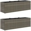 Sodo loveliai su vazonais, 2vnt., pilki, 105x30x32cm, ratanas