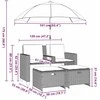 sodo sofa 2-vietė su skėčiu ir kėdėmis šviesiai pilkos spalvos