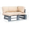 Sodo sofa iš palečių su smėlio pagalvėlėmis, pušies mediena