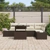 Sodo Sofų Rinkinys su saugykla 6 pcs Ruda Poli ratanas