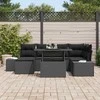 Sodo Sofų Rinkinys su pagalve 7 pcs Juoda