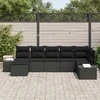 Lauko baldų komplektas Sodo Sofų Rinkinys su pagalve 7 pcs Juoda poliratanas