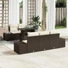 Sodo Sofų Rinkinys su pagalve 6 pcs Ruda ir grietinėlė