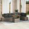 Sofa Sodo valgomojo komplektas su pagalve 7 pcs Pilka ir ruda