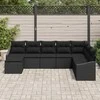 Lauko baldų komplektas Sofos komplektas su pagalve 8 pcs Juoda poliratanas