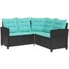 Sodo sofa su pagalve 2 pcs Juoda ir turkio Poli ratanas