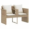 Sodo sofa su pagalve 8 pcs Bežė ir kreminė balta poliratanas