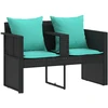Sodo sofa su pagalve 8 pcs Juoda ir turkio poliratanas