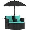 Sodo sofa su pagalve 8 pcs Juoda ir turkio poliratanas