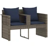 Sodo sofa su pagalve 8 pcs Pilka ir tamsiai mėlyna poliratanas