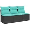 Sodo sofa su pagalve Juoda 165 x 62 x 69 cm Poli ratanas