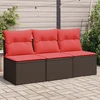 Sodo sofa su pagalvėlėmis, 3 sėdimos vietos, ruda, polirotangas