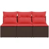 Sodo sofa su pagalvėlėmis, 3 sėdimos vietos, ruda, polirotangas