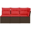 Sodo sofa su pagalvėlėmis, 3 sėdimos vietos, ruda, polirotangas