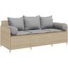 Sodo sofa su pagalvėlėmis, 3 sėdimos vietos, smėlio spalvos, poliratanas