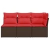 Sodo sofa su pagalvėlėmis, 3 sėdimos vietos, ruda, polirotangas