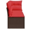 Sodo sofa su pagalvėlėmis, 3 sėdimos vietos, ruda, polirotangas
