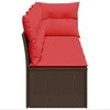 Sodo sofa su pagalvėlėmis, 4 sėdimos vietos, ruda, polirotangas