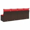 Sodo sofa su pagalvėlėmis, 4 sėdimos vietos, ruda, polirotangas