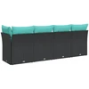 Sodo sofa su pagalvėlėmis, 4 sėdimos vietos, juodas, poliratanas