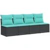 Sodo sofa su pagalvėlėmis, 4 sėdimos vietos, juodas, poliratanas
