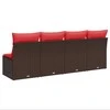 Sodo sofa su pagalvėlėmis, 4 sėdimos vietos, ruda, polirotangas