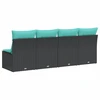 Sodo sofa su pagalvėlėmis, 4 sėdimos vietos, juodas, poliratanas