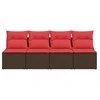 Sodo sofa su pagalvėlėmis, 4 sėdimos vietos, ruda, polirotangas